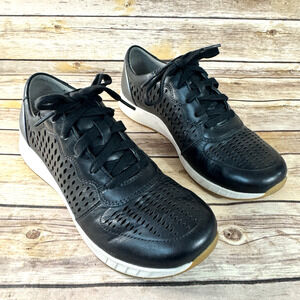 Dansko Womens Black Leather Perforated Charlie Sneakers 39/9